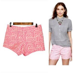 J. Crew Neon Pink Embroidered Geometric Design Shorts Size 6